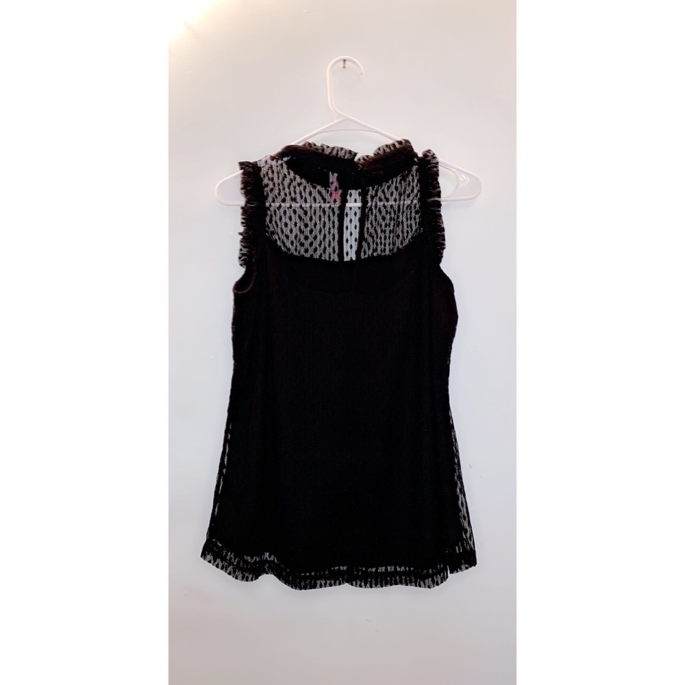 Black lace ruffle shirt.